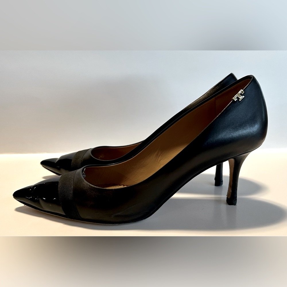Tory Burch black patent toe heels size 8 1/2